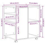 Rolling Cabinet Black 60x53x72 cm Engineered Wood 808459