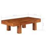ZNTS Coffee Table Solid Acacia Wood Honey Finish 100x50x30 cm 245655