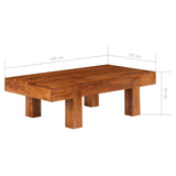 ZNTS Coffee Table Solid Acacia Wood Honey Finish 100x50x30 cm 245655