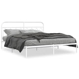 Metal Bed Frame without Mattress with Headboard White 180x200cm 377170