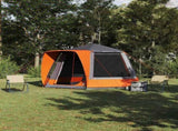 Camping Tent Cabin Grey and orange 420 x 420 x 227 cm Polyester 42001028