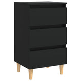 Bed Cabinet with Solid Wood Legs Black 40x35x69 cm 805889