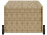 Garden Storage Box with Wheels Mix Beige 190L Poly Rattan 365327