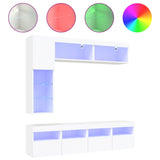 7 Piece TV Wall Cabinet Set with LED Lights White 3216757