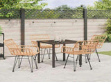 Garden Dining Set 5 pcs Brown Powder-Coated Steel 3379178