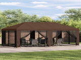 Gazebo Cover with Sidewalls Brown 600.5 x 300.5 cm Polyester 900446