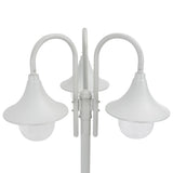 Garden Post Light E27 220 cm Aluminium 3-Lantern White 44206