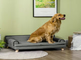Dog Sofa, with Wooden Legs, Water-Resistant Fabric, for Medium & Large Dogs - Grey T3398P376487