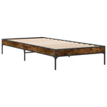 ZNTS Bed Frame Smoked Oak 100x200 cm Engineered Wood and Metal 845028