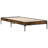 ZNTS Bed Frame Smoked Oak 100x200 cm Engineered Wood and Metal 845028