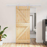 Sliding Door Natural and White 80 x 210 cm Solid Pine Wood 3444948