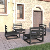 4 Piece Garden Lounge Set Black Solid Pinewood 3075263