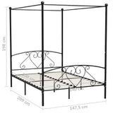 Bed Frame without Mattress with Canopy Black 140x200 cm Metal 284436