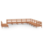 ZNTS 11 Piece Garden Lounge Set Solid Wood Pine Honey Brown 3083147