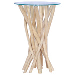 ZNTS Coffee Table with Glass Top 35x35x50 cm Solid Teak Wood 288813