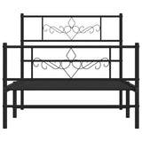 Metal Bed Frame without Mattress with Footboard Black 100x200cm 355280
