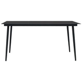 Dining Set Black PVC rattan, powder-coated steel, glass Set 3060215
