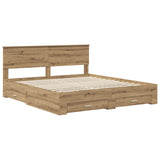 Bed Frame with Drawer Artisan Oak 180 x 200 cm Engineered Wood 3408237