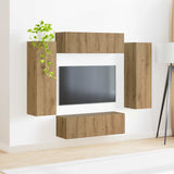 TV Wall Cabinet Set 4 pcs Artisan Oak Engineered Wood 3408933