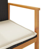 Garden Chairs with Cushions 2 pcs Black Poly Rattan&Solid Wood 368711