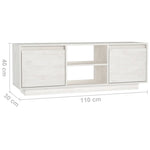 TV Cabinet White 110x30x40 cm Solid Pinewood 809901