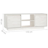 TV Cabinet White 110x30x40 cm Solid Pinewood 809901