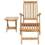 Folding Deck Chair with Table Natural Solid Teak Wood 42030521