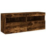 TV Wall Cabinet with LED Lights Smoked Oak 100x30x40 cm 837215