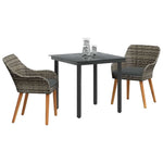 Garden Dining Set with Cushion 3 pcs Grey Poly Rattan 3261684