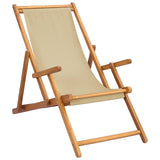 Beach Chair Beige Solid Teak Wood 42032666