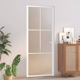 Interior Door 83x201.5 cm White Matt Glass and Aluminium 350581