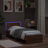 Bed Frame without Mattress with LED Lights Brown Oak 90x190 cm Single 838840