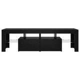 TV Cabinet with LED Lights Black Oak 140x36.5x40 cm Engineered Wood 862030