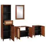 Bathroom Cabinet 4 pcs Brown and Black Solid Mango Wood 3310173