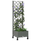 Garden Planter with Trellis&Wheels Light Grey PP 3422917