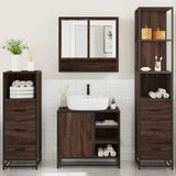 ZNTS 4 Piece Bathroom Furniture Set Brown Oak Engineered Wood 3301299