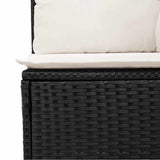 9 Piece Garden Sofa Set with Cushions Black Poly Rattan Acacia 3327577