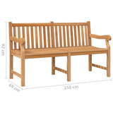 Garden Bench Light Brown Solid Teak Wood Extra Heavy Durable 316639