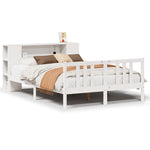 ZNTS Bookcase Bed without Mattress White 150x200cm Solid Wood Pine 3322284