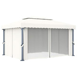 Gazebo with Curtain&LED String Lights 4x3 m Cream White 3070353