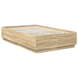 Bed Frame Sonoma Oak 135 x 190 cm Engineered Wood 3408084