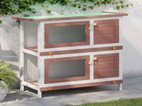 Outdoor Rabbit Hutch 4 Doors Red Wood 170836