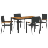 Garden Dining Set 5 pcs Black and Wood Poly Rattan 3365406