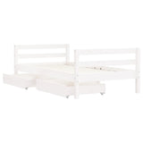 Kids Bed Frame with Drawers White 80x160 cm Solid Wood Pine 834445