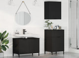 Bathroom Furniture Set 3 pcs Black Engineered Wood and Metal 3393104