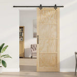 Sliding Door Manual Natural and black 83 x 232 cm 3333508