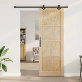 Sliding Door Manual Natural and black 83 x 232 cm 3333508