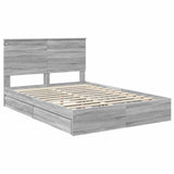 Storage Bed Grey Sonoma 135 x 190 cm Engineered Wood 3411220