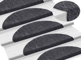 Stair Mats Self-adhesive 15 pcs 56x17x3 cm Dark Grey Half Round 132691
