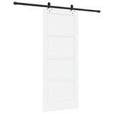 Sliding Door White and Black 83 x 202 cm Solid Pine Wood 3445515